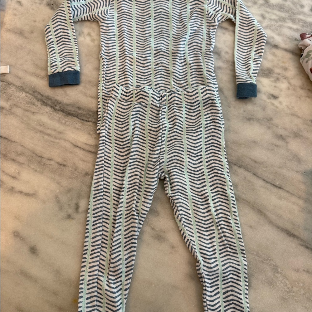 Burt's Bees Kids Striped Pajama Set in Blue and White